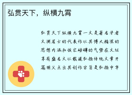 弘贯天下,纵横九霄
